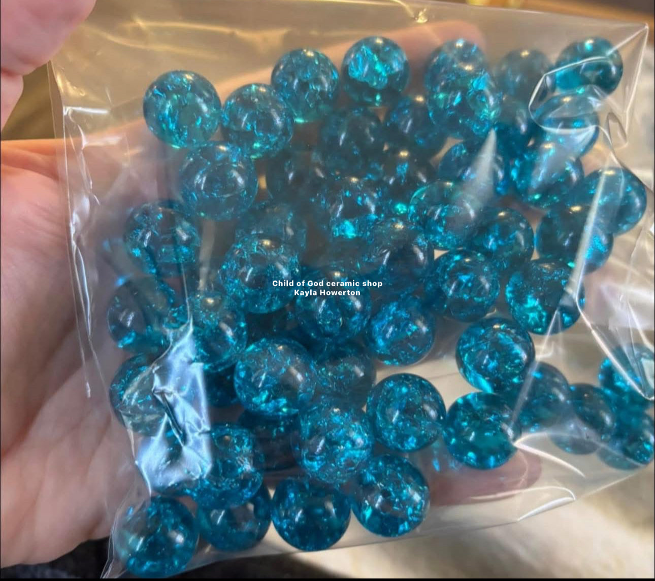 Blue glass cracked marbles