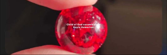 Red glass cracked marbles