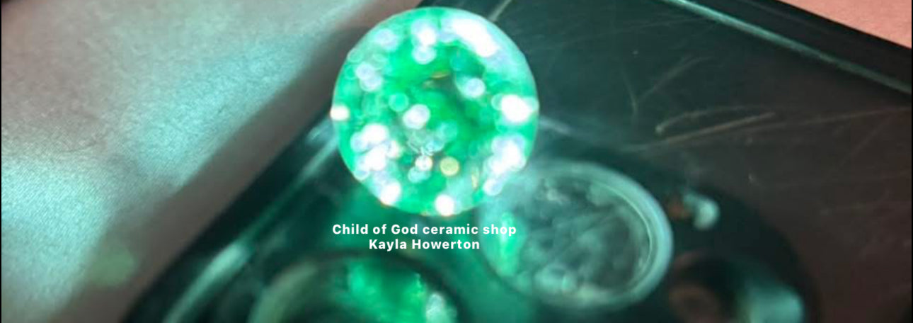 Green glass cracked marbles