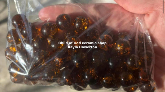 Amber glass cracked marbles