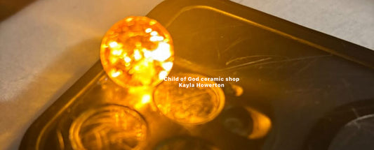 Amber glass cracked marbles