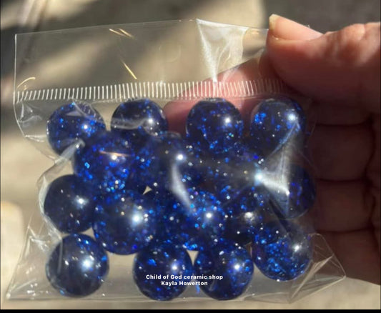 Cobalt blue glass cracked marbles